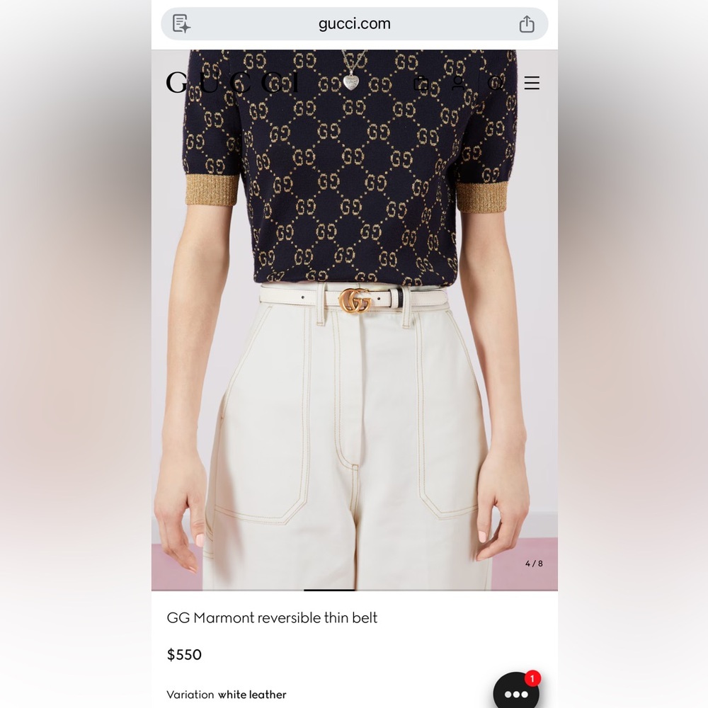 Authentic Gucci White/Gold Belt